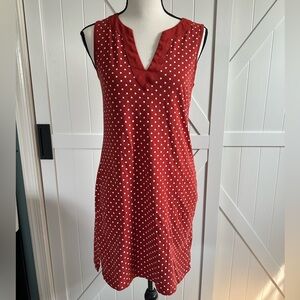 Lands End Orange Polka Dot Cotton Dress XS 2 4 Sleeveless V-Neck Summer Dress